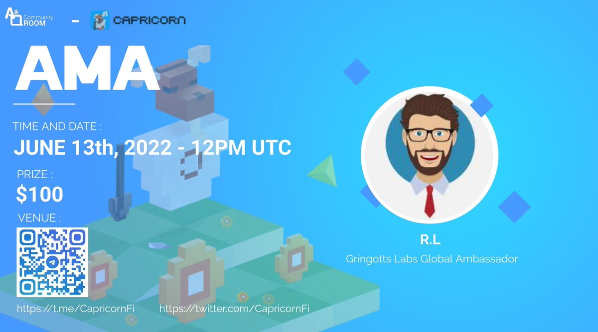DexterCall_io's tweet photo. 🔔AMA SERIES With Capricorn Finance

🏢Venue : https://t.co/Gof3YLlU3A
📅Date : On June 13th
⏱Time : 12 PM UTC

📜Rules:
1.Join the https://t.co/6myEhMkzby
2. Follow Twitter @CapricornFi and  @AQ_Community
3. Like , Retweet , &amp; Tag 3 friends.
4. Post Questions in the comments. https://t.co/OCjnxwcMkv
