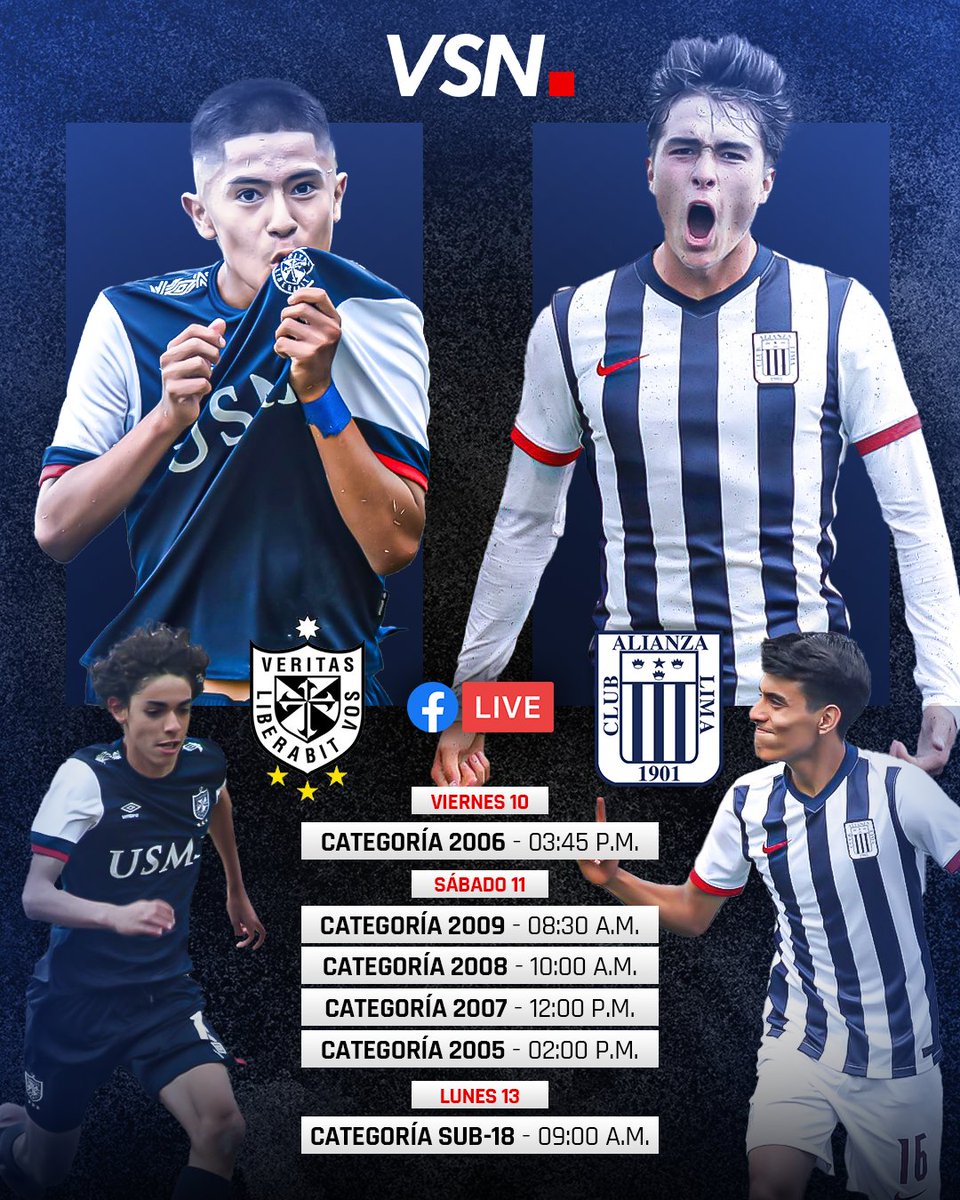 ¡Partidazos en vivo! 🤩🔥

Este viernes, sábado y lunes transmitiremos en vivo los 6 partidos de las categorías de <a href="/Club_USMP/">San Martín</a> y <a href="/ClubALoficial/">Club Alianza Lima</a> por la fecha 11 de la #CopaFederaciónOro 🏆. ¡No te lo pierdas! ⚽

¿Quién crees que gane la jornada? 🤔