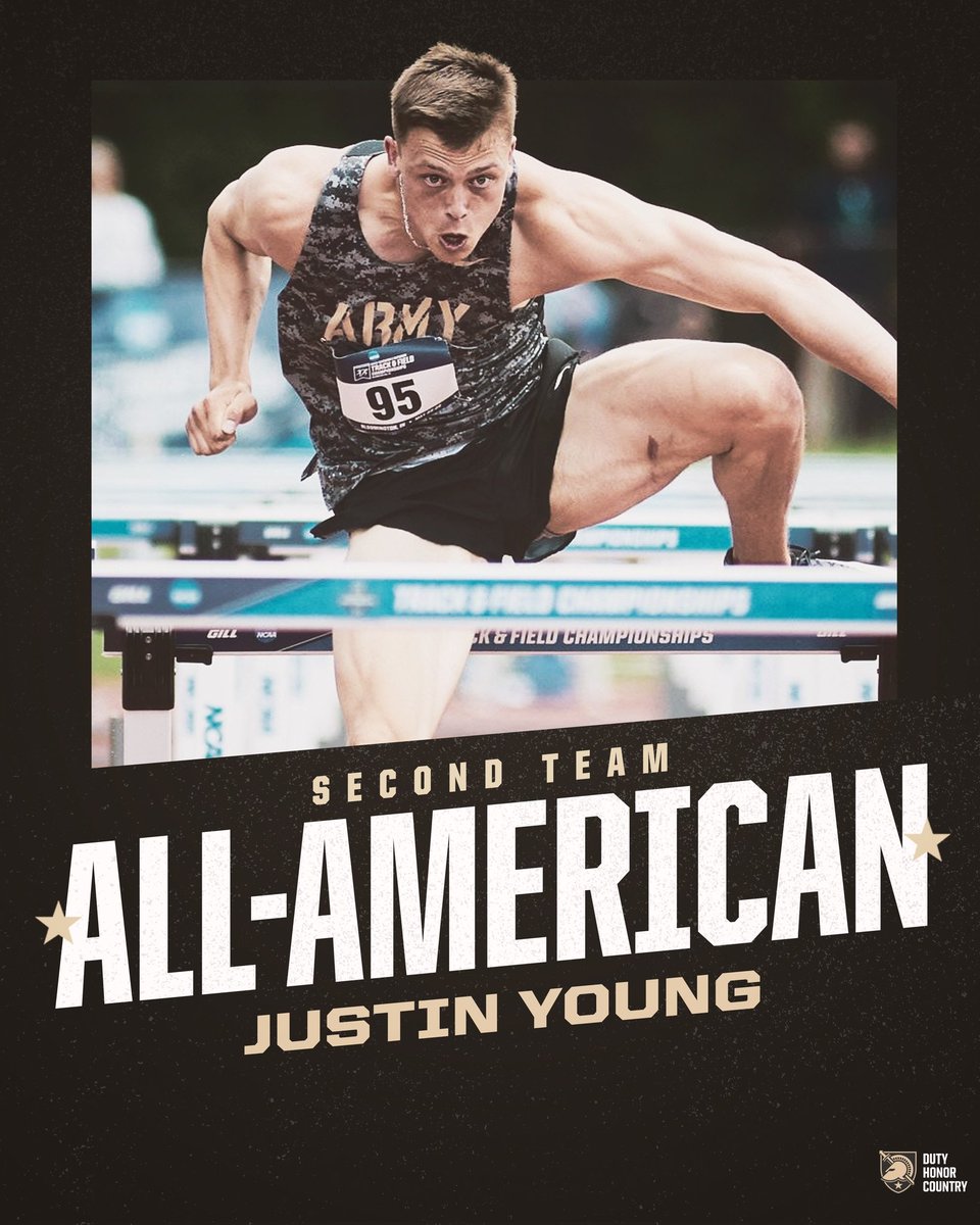 Congratulations to Justin on earning Second Team All-American honors ‼️

He finished 16th in the 400m hurdles with a time of 50.94 which is his second fastest time. 

#GoArmy