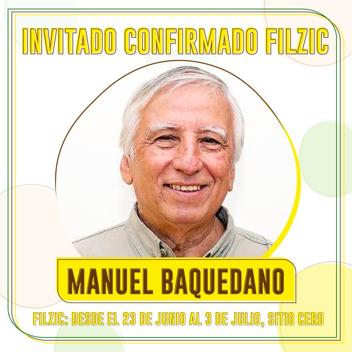 El Fundador del Consejo Latinoamericano de Cambio Climático 🌱 y autor del libro “Colapso. Cuando el Clima lo Cambia Todo” Manuel Baquedano, también estará presente en #Filzic2022 👏

Lo esperamos el viernes 24 de junio.
💻Pronto más info en filzic.cl
#Antofagasta