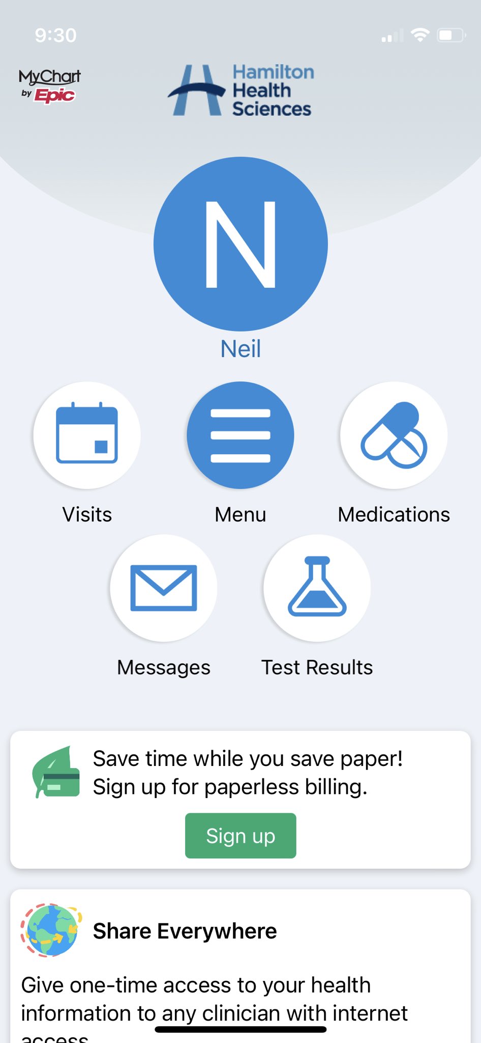 Neil On Twitter I Really Like The New MyChart App That HamHealthSci 