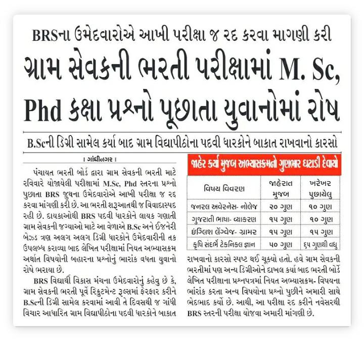 rabariveer21's tweet photo. ગ્રામસેવકની પરીક્ષામાં ઉચ્ચ ડીગ્રીઓના અભ્યાસક્રમ મુજબ પ્રશ્નો પુછીને સરકારે ગ્રામ વિદ્યાપીઠોના વિદ્યાર્થીઓને હળહળતો અન્યાય જ કર્યો છે. આ પરીક્ષા થી વિદ્યાર્થીઓનું માનસિક મનોબળ તૂટ્યું છે. સરકાર તાત્કાલિક ધોરણે #ગ્રામસેવક_પરીક્ષા_રદ_કરો @brijeshmeja1 @Bhupendrapbjp @Vivekdoza https://t.co/gkhGzoAcmJ