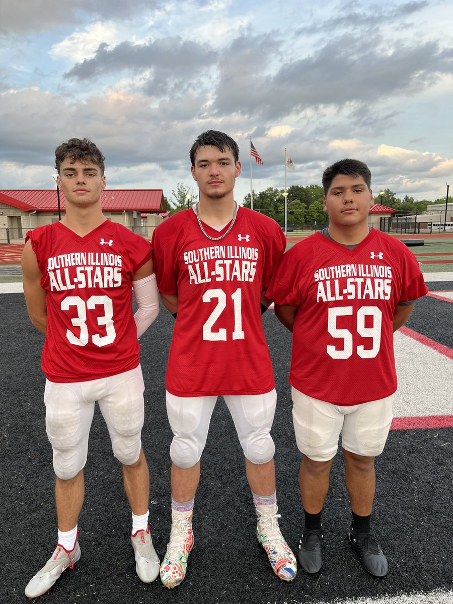 Representing FCHS in the Southern Illinois All-Star Football game this Friday at Carbondale HS for a 7:00 kick off is Thomas Claycamp, Hunter Stitely, and Lucas Mosqueda. #LetsGoBirds