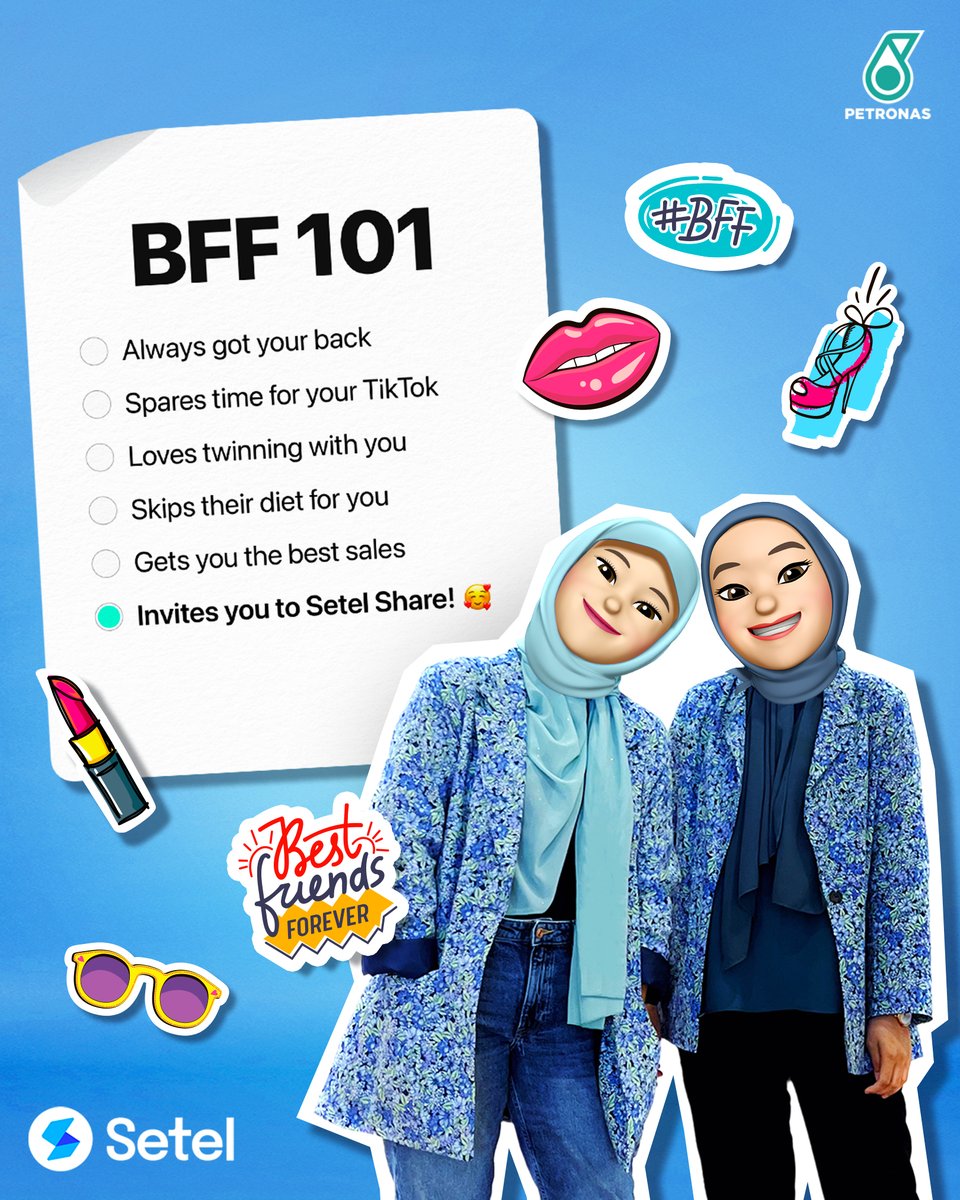 Petronasbrands's tweet photo. In other words, bff 'dari syurga'! 😇 Be that awesome human and invite your bestie to Setel Share!

Here's how ➡️ https://t.co/Dl8jxgpPCz. Psst, tag your bff below 😍

#PETRONAS #SetelJe #SimplerandBetter https://t.co/MGTnQbufKu