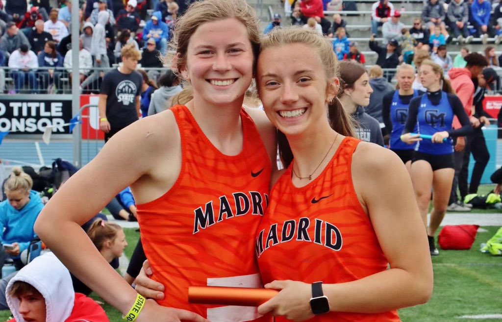 MadridGirlsTF's tweet photo. Congratulations to @OstertLilly and @ellasanti4 for their All State selection in the Class 1A 100m dash from the @iatfcc   Quite an honor and they both return next season! #TigerPride @MadridTigers @UNITrackFieldXC @coachNieuwendam @UIUTrackCoach @GrandViewTFXC @WSCXCTF https://t.co/9F4BcCUJWL