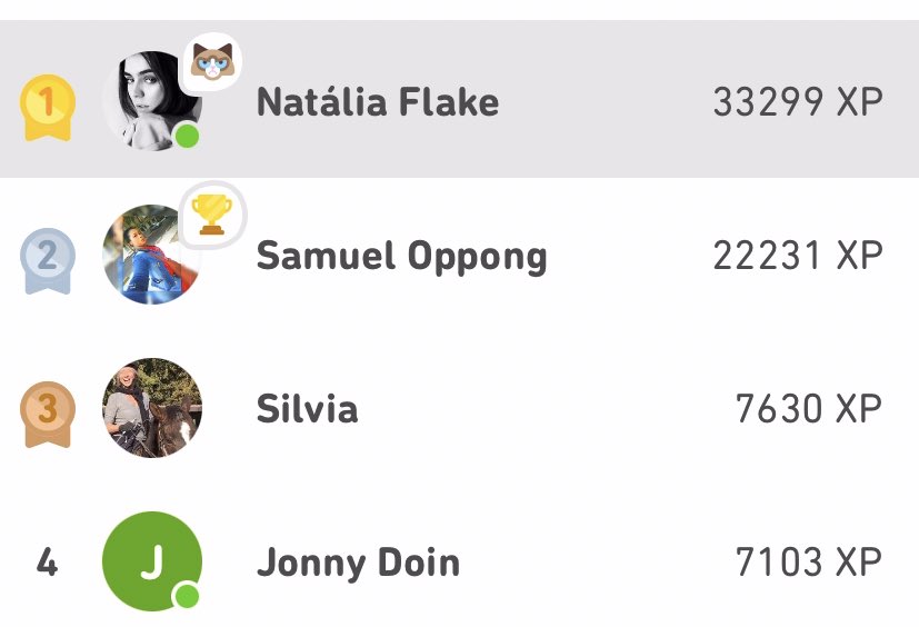 nataliaflake's tweet photo. eu sou mto competitiva e desmiolada mesmo em coisas extremamente ridículas teve uma vez que eu eu fiz 33 mil xp no duolingo pra ganhar de uma cara e ficar em primeiro lugar no ranking semanal sendo que o treino “pesado” diário é 50xp por dia virei noites com aquela coruja https://t.co/SoWOBlgzpa