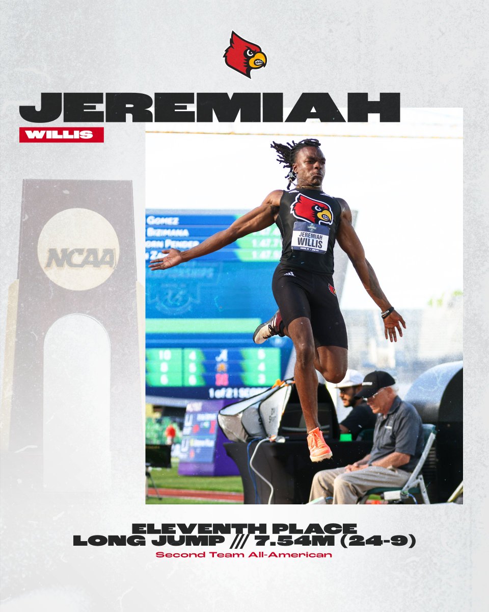 What a season for @jeremiahwillis_ 👏 Willis finishes 11th in the long jump with a mark of 7.54m (24-9)! #GoCards