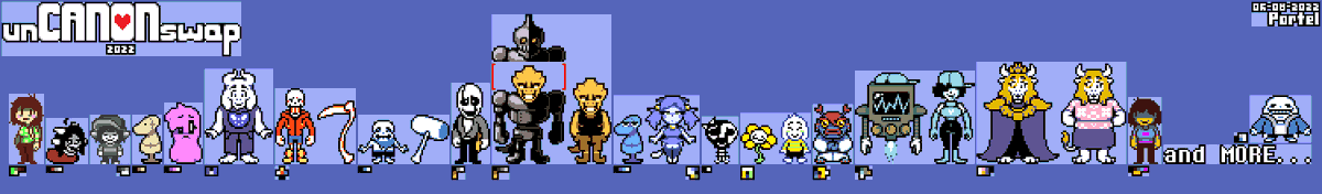 LadyCorthon's tweet photo. UnCANONswap 2022: that one really quirky fanonswap take
rediscovered an old Underswap take that i made once upon a time and decided to remake the entire cast from scratch (my friend helped with making Mew Mew's sprite)
#undertale #undertaleAU #underswap #underswapAU #fanonswap https://t.co/50ka9nGyT4