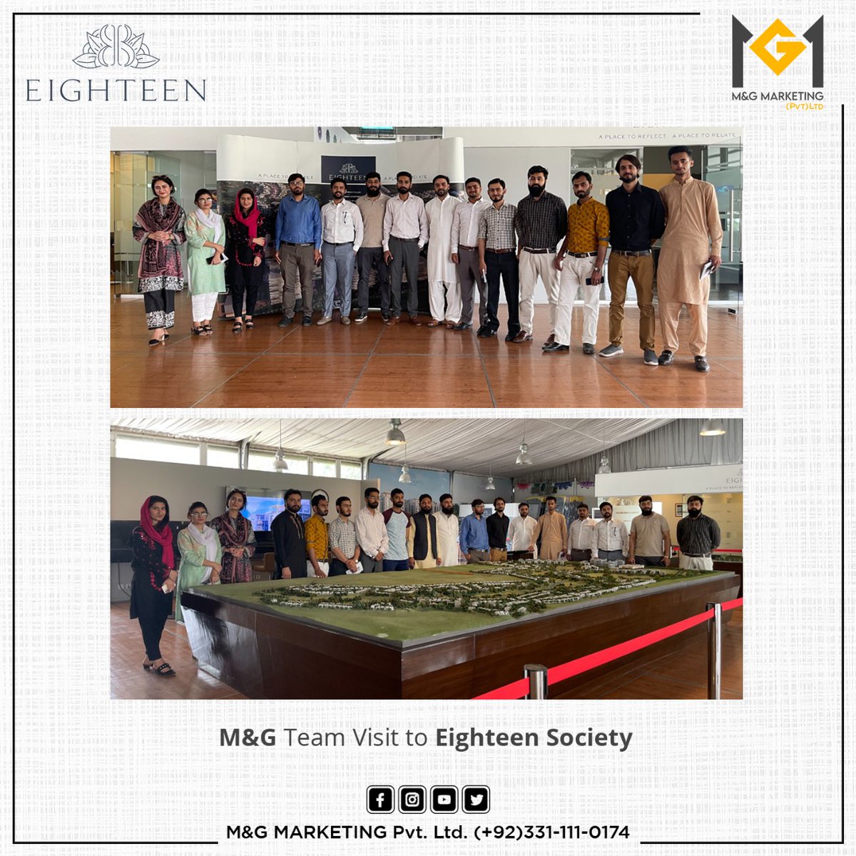 Team M&G Visited Eighteen Society on 7th June 2022 and Sales Manager gave the briefing regarding development of society, amenities offered, and Master Plan Roadmap.
 
#eighteen #marketing #sales #house #realestate #projectbriefing
