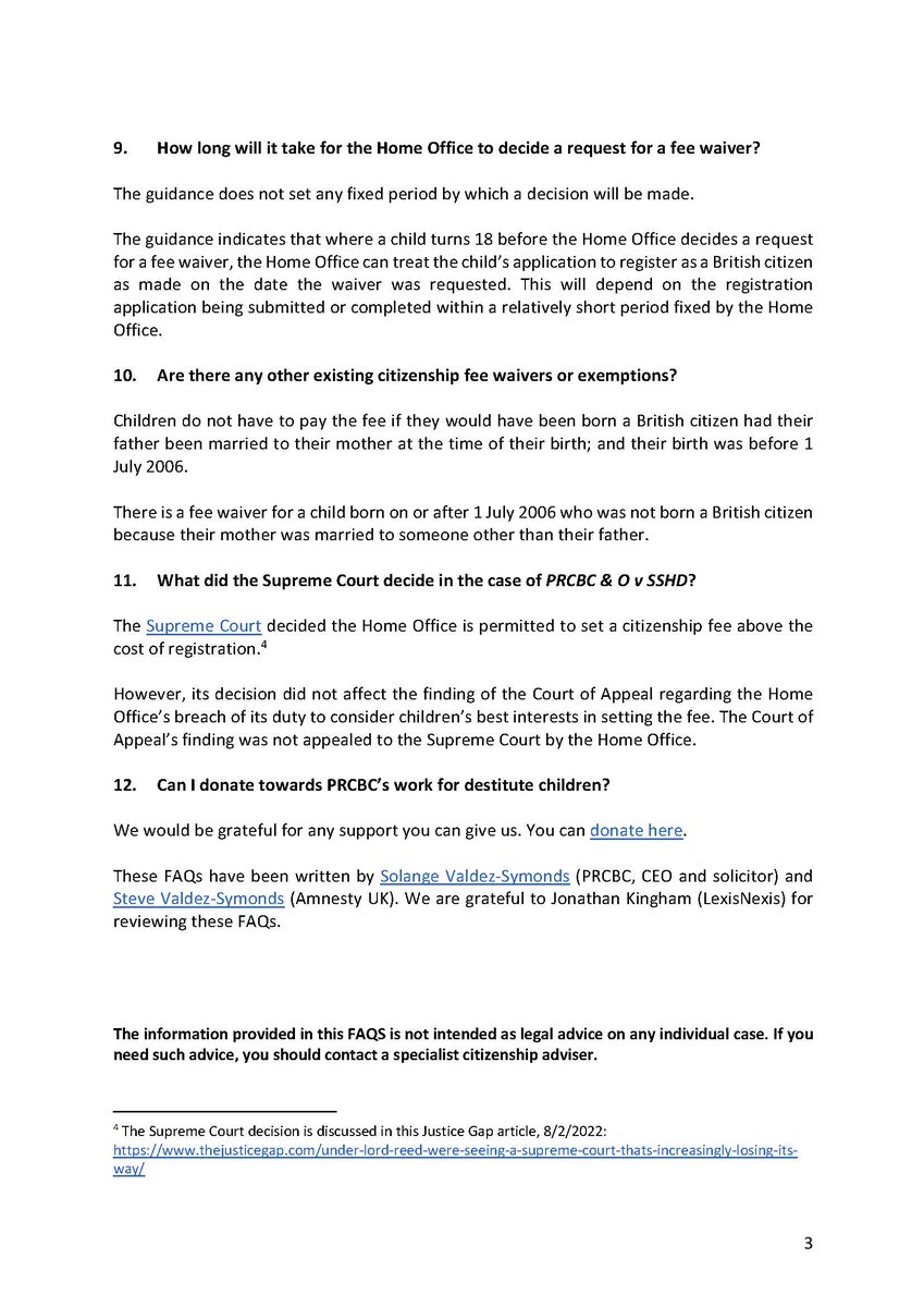 PRCBC1's tweet photo. For our FAQs on children's citizenship fee waiver and exemption 👇🏽
Do share with social workers, foster parent and local authorities in general. https://t.co/jpdaIK8JqL