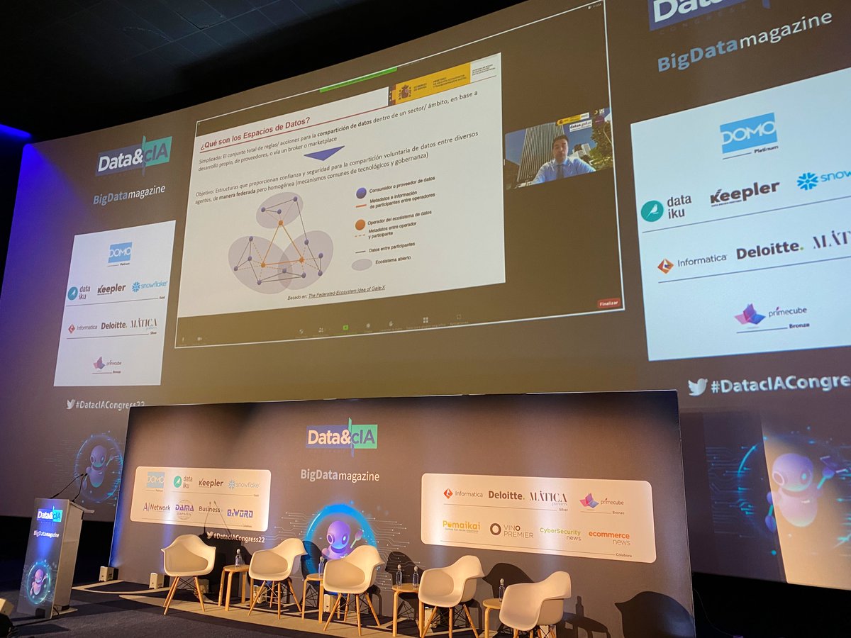 🔵 Arranca la sala Domo del #DatacIACongress22

📍Big Data a escala nacional: Espacios de datos industriales 
🎙Alberto Palomo, CDO del Gobierno de España