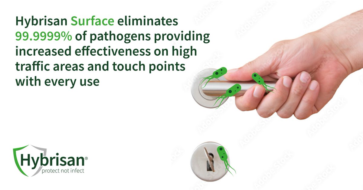 Hybrisan Surface sanitiser is suitable for use on all surfaces, with its 6-log reduction meaning 99.9999% of pathogens are eliminated.

Its advanced formula and residual action increases protection on touch points with every use.

Contact us: 

hybrisan.com/contact-us