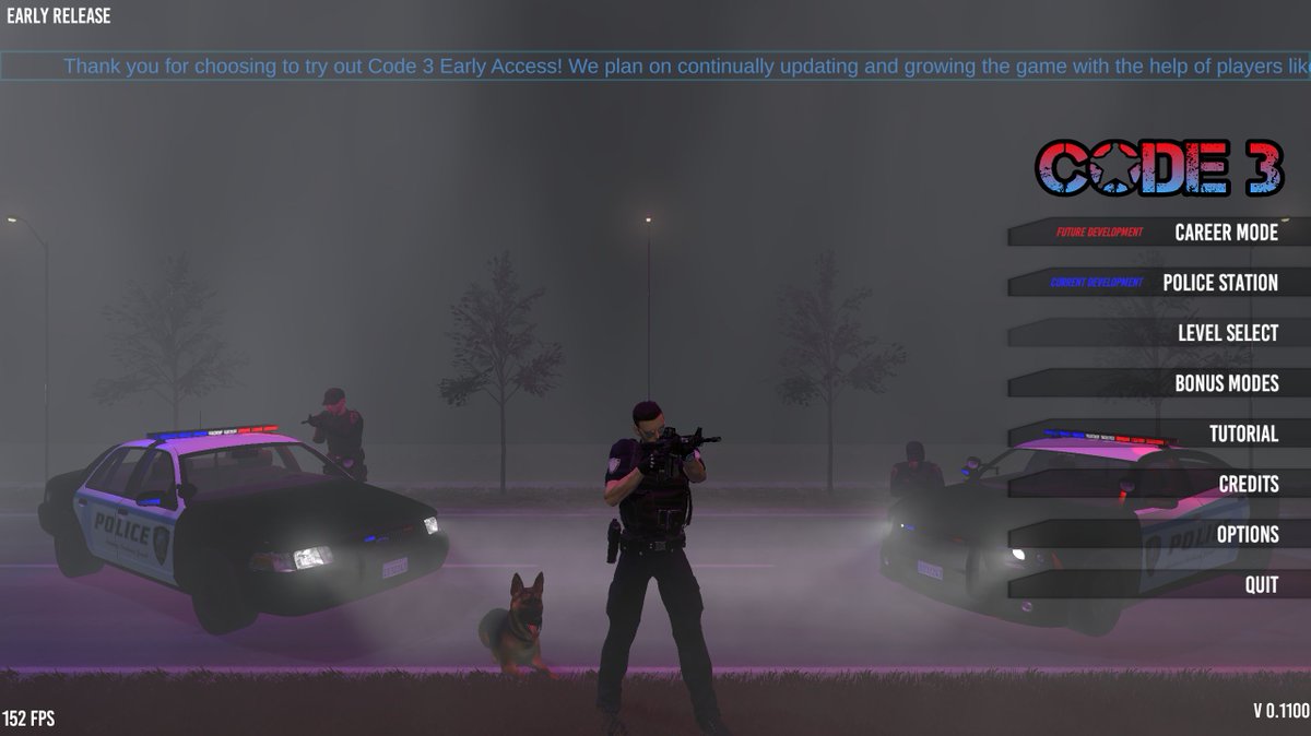 109Below's tweet image. Code 3 V0.1100 is here. We are officially primed for Early Access release on June 16th. All pre-order keys have been sent out, so check your mailbox and activate your Steam keys! One more week! 😁