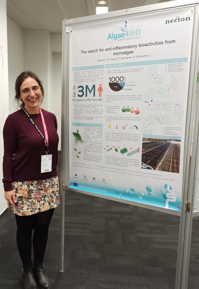Algae4IBD's tweet photo. Want to learn more about #microalgae and their potential to treat #IBD?

Then talk to Dr. Carneiro from @Phytobloom.
She is welcoming you at her poster #32

#NAS22 https://t.co/eTA1RtCjJz
