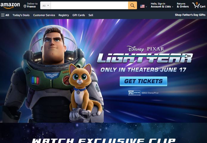 Type “#Lightyear” into the Amazon.com search bar and discover the search reveal! 

Entrez #Lightyear dans la barre de recherche Amazon.com et découvrez ce qu'Amazon appelle le "Search reveal". #BuzzLightyear #Disney