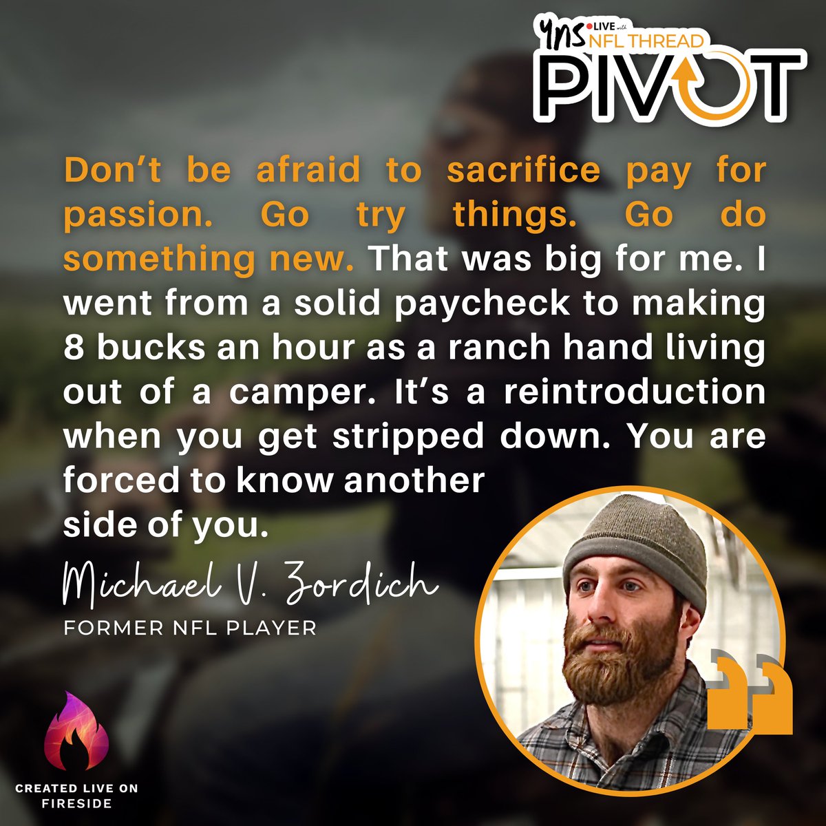 iamjuliethahn's tweet photo. Listen to a new episode of YNS Live w/ @NFLTHREAD PIVOT recorded on @FiresideChatApp w/ me & co-host @cynthiazordich feat former @NFL player @MichaelZordich
https://t.co/5E31zWWN9R
#empowered #podcast #storytelling #motivation #YNSlive #NFLthread #Pivot #exNFL #rancher https://t.co/i1rWcXxgbD