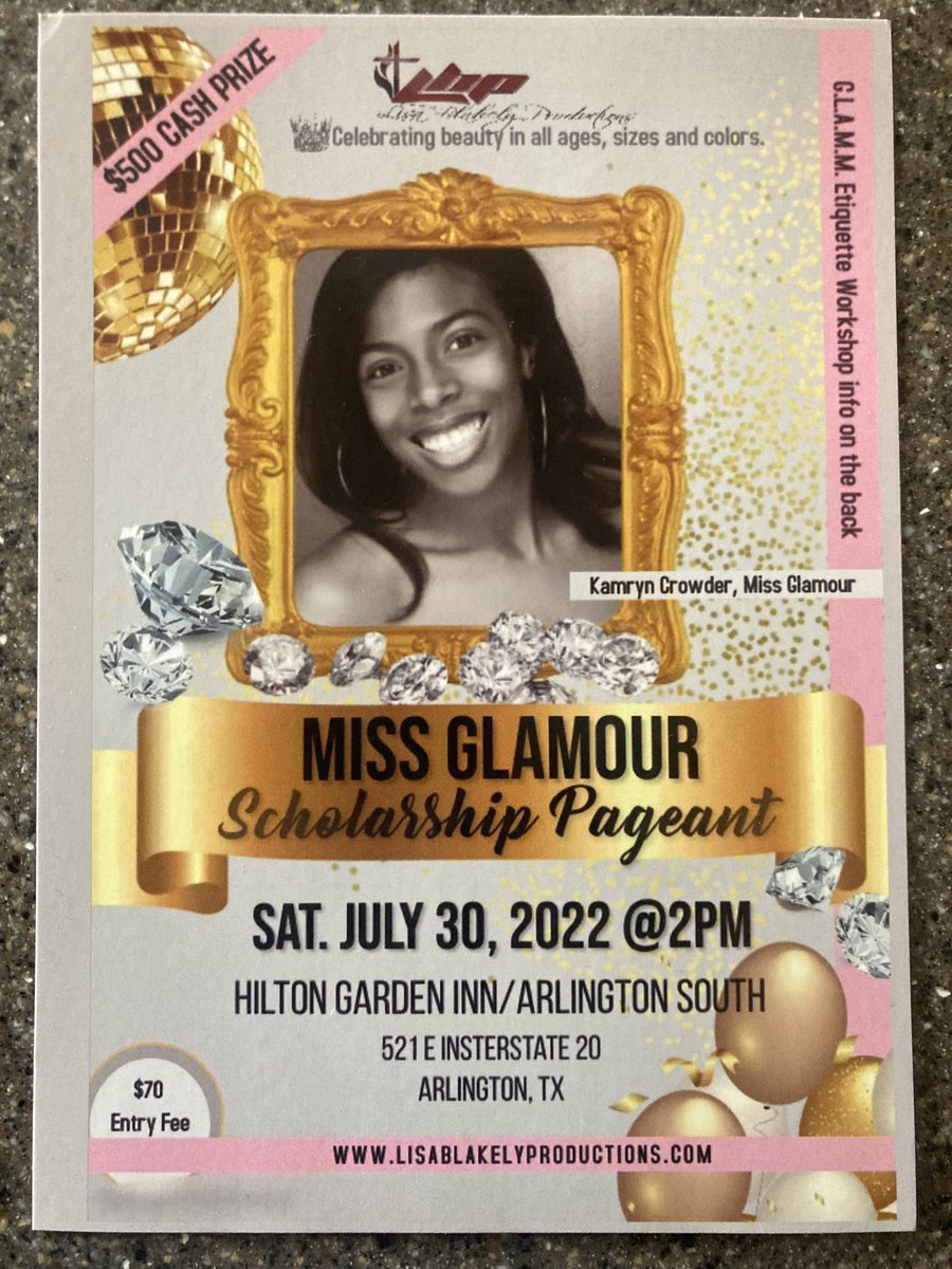 Jpblakely3's tweet photo. Enter the Miss Glamour Scholarship Pageant today.  A great experience for young girls ages 4-24.  A natural pageant promoting inner beauty, self love, poise and grace, and education. Visit our website to learn more:
https://t.co/Lkg5uGzacs https://t.co/jD3d9xbgRG