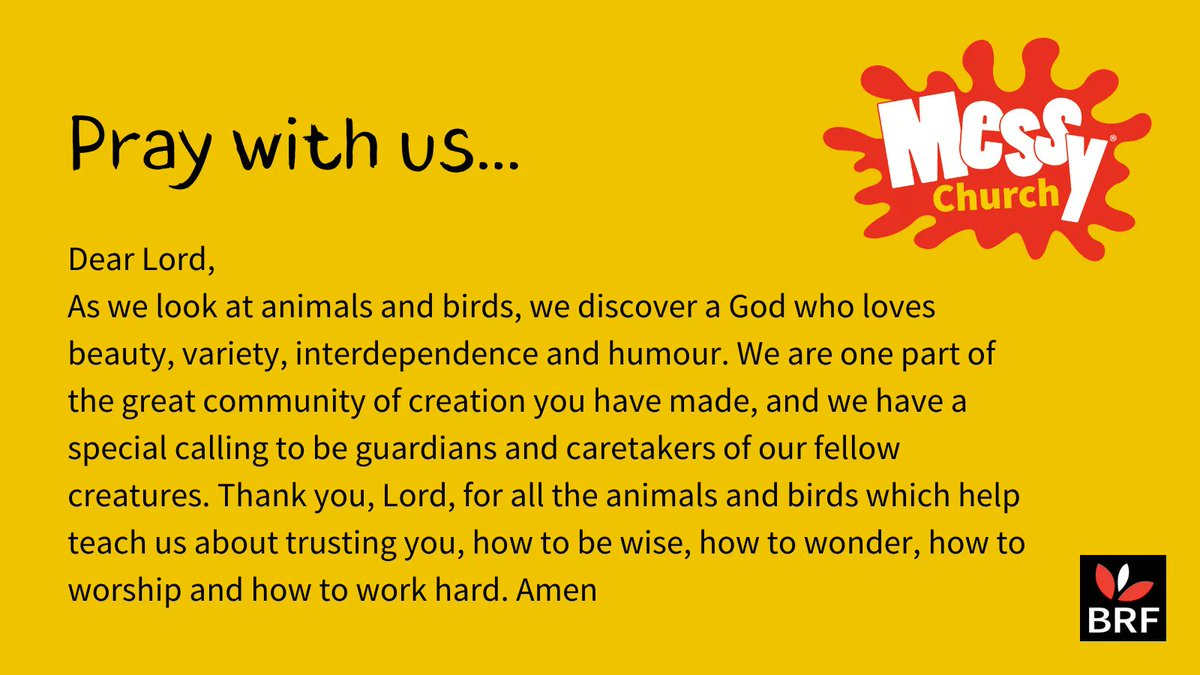 Apparently, this week is #GardenWildlifeWeek, so what better way to start today with a prayer inspired by Dave Bookless in Messy Church Goes Wild.

Find more about Messy Church Goes Wild messychurch.org.uk/goeswild

#DailyPrayer #Prayer #LivingFaith #MessyChurch #MessyChurchGoesWild