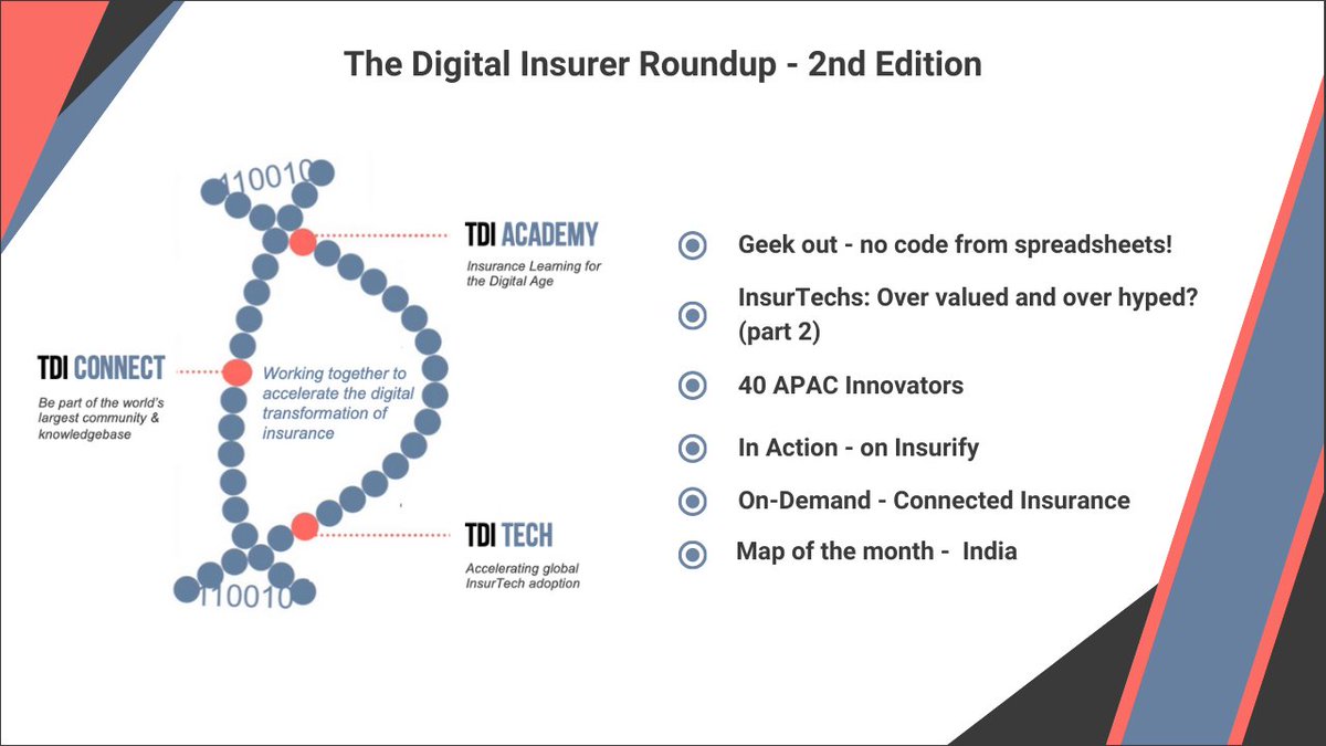 We've launched a new LinkedIn TDI Newsletter with a roundup of InsurTech and Insurer innovation, TDI updates and views, and much more, check out the second edition on LinkedIn and sign up here, more than 5,000 have subscribed already! ow.ly/Vre550JrjlB