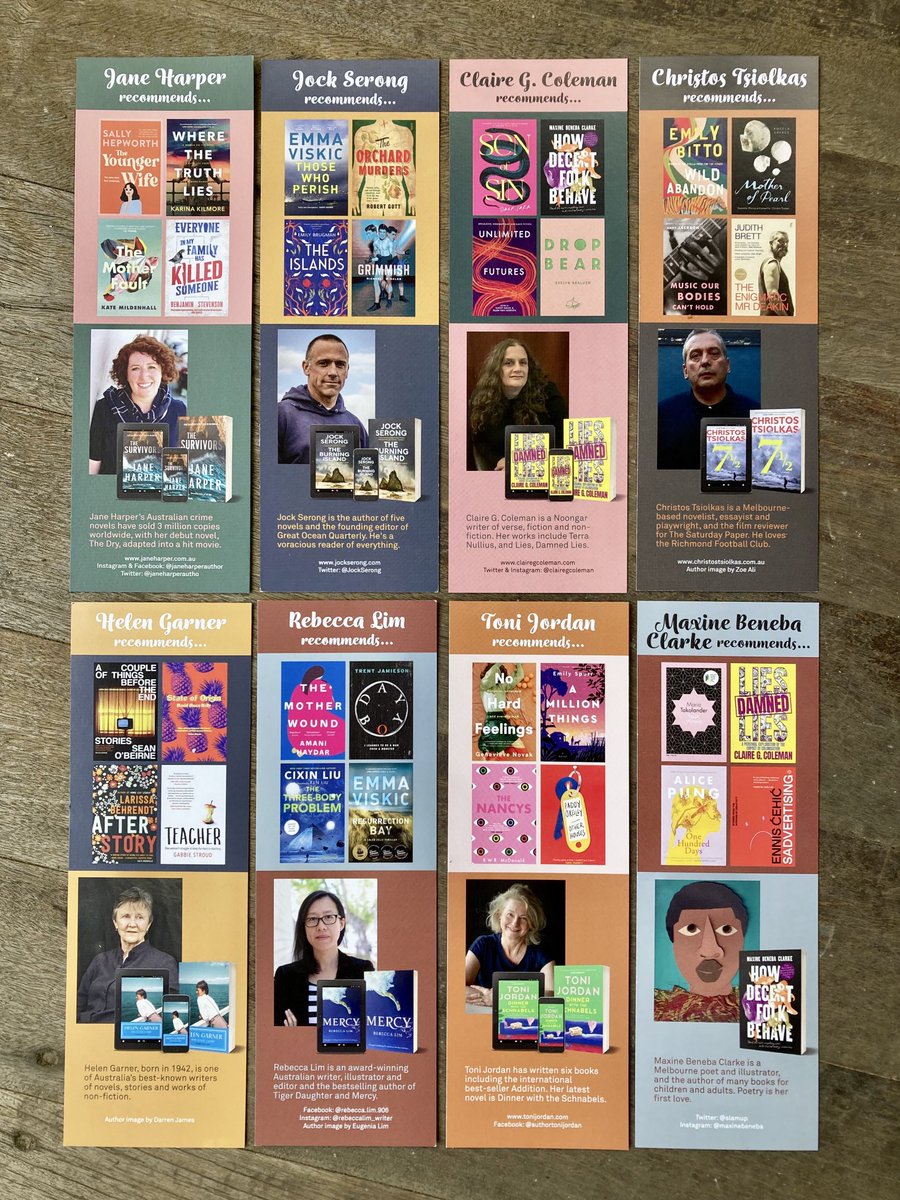 Shout out to the gorgeous author-ambassadors for our #WarmWinterRead campaign: ⁦@janeharperautho⁩ @jockserong ⁦@clairegcoleman⁩ #ChristosTsiolkas #HelenGarner #RebeccaLim #ToniJordan & @slamup Visit your local library for one or more of these free bookmarks.