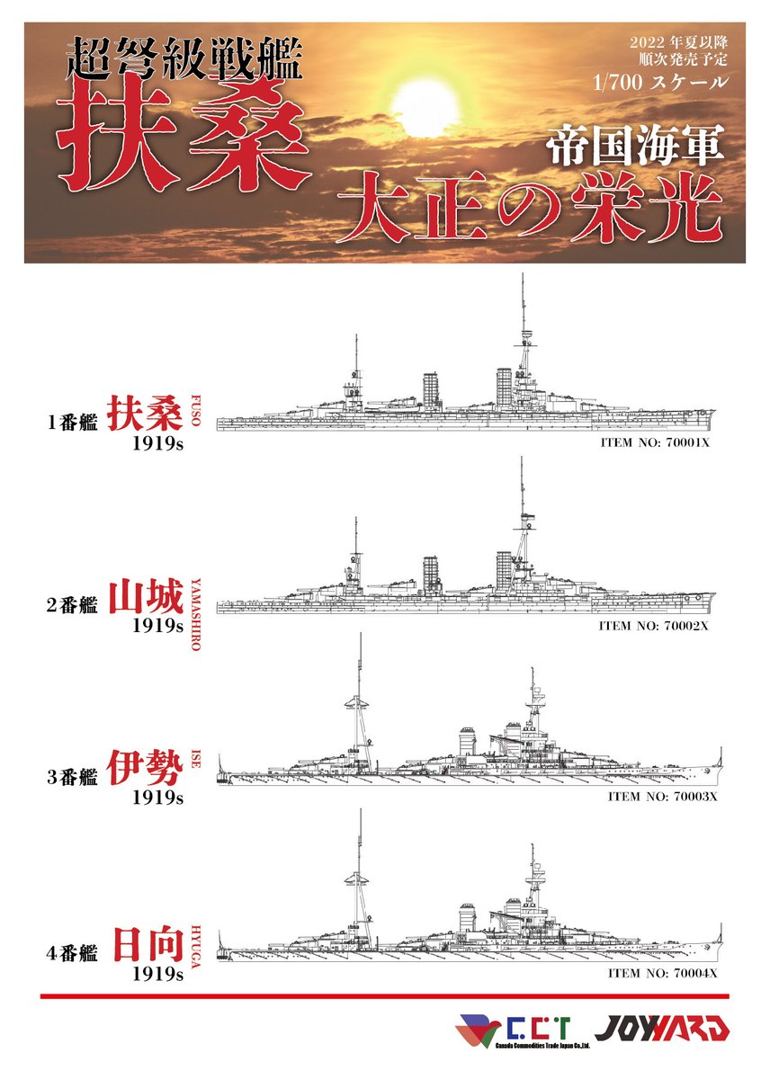お知らせ】 2022年度新製品情報 1/700スケール扶桑型戦艦と幻の八八