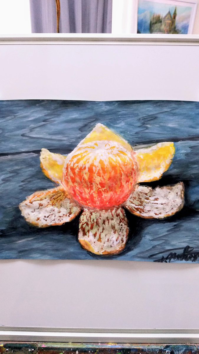 TChunsan's tweet photo. 今日のアート🖼
【＃蜜柑】
＃水彩画
＃watercollar https://t.co/wwY14cd4jt