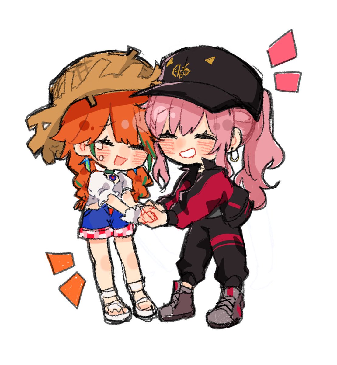 森美声 ,小鳥遊キアラ 「Doodle 
Finally🥹🥹🥹🧡❤️
#TAKAMORI 」|Tera🐔のイラスト