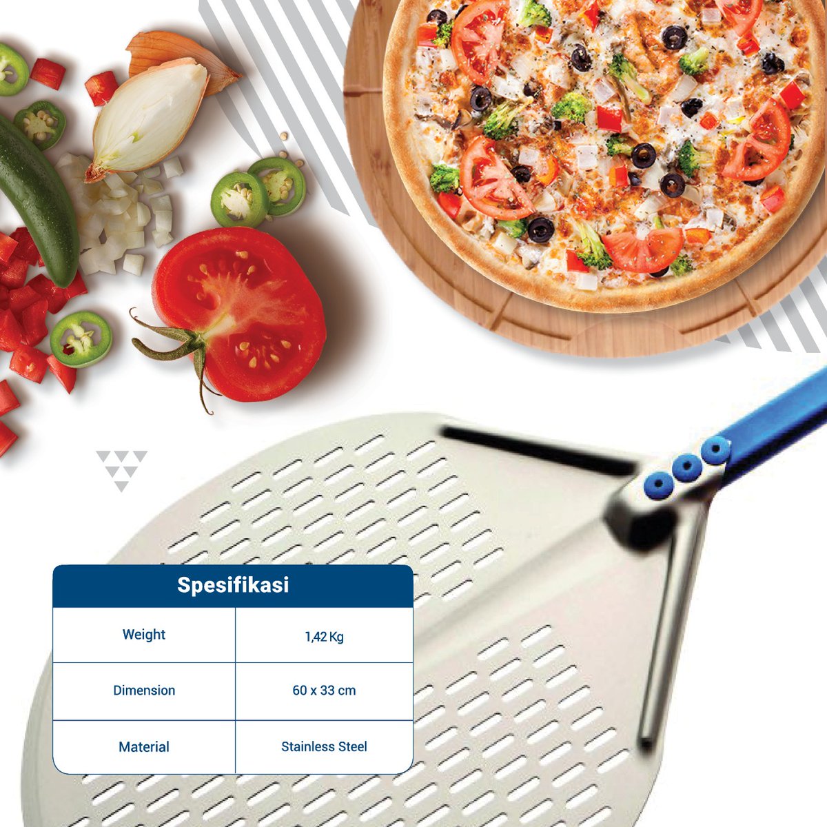 MFK_PT's tweet photo. pizza peel dari brand GI-METAL tipe A-32RF/60 yang merupakan produk buatan Italy , memiliki bentuk ujung kepala sendok setengah lingkaran, serta material yang terbuat dari stainless steel yang tahan karat.
#pizza #pizzapeel #peel #spoon #italy #lovepizza https://t.co/7X15R72aJF