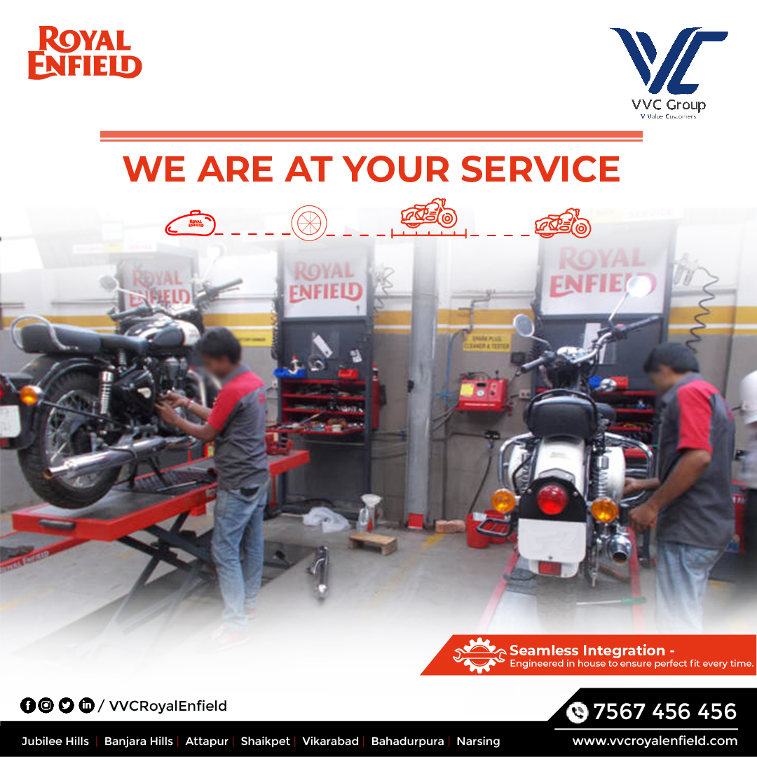 WE ARE AT YOUR SERVICE
Providing you seamless services, for your seamless ride.

For more details call us: 7567456456

#VvcRoyalEnfield #PureMotorcycling #PureService #SeamlessServices #vvcGroup