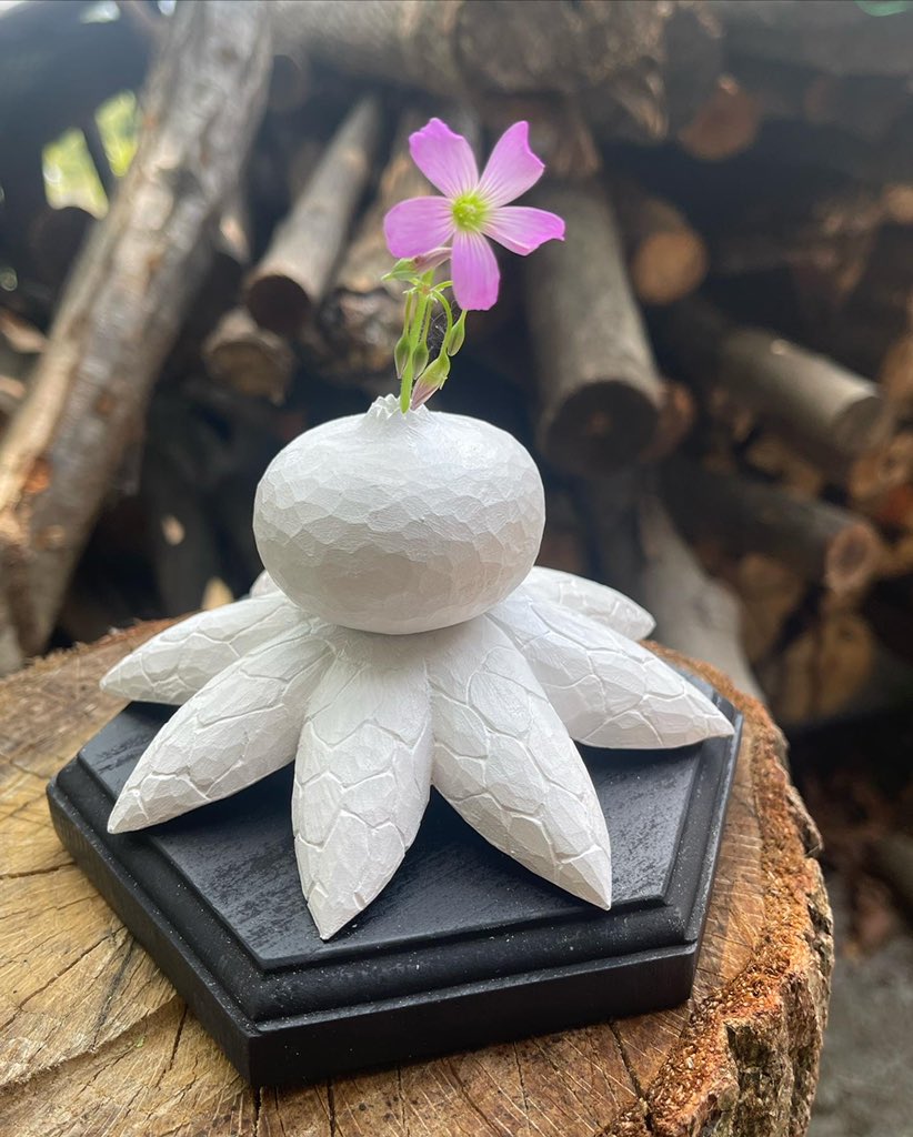 小島秋彦 シナノキ アクリルペイント マッシュルームスタンド 木彫り