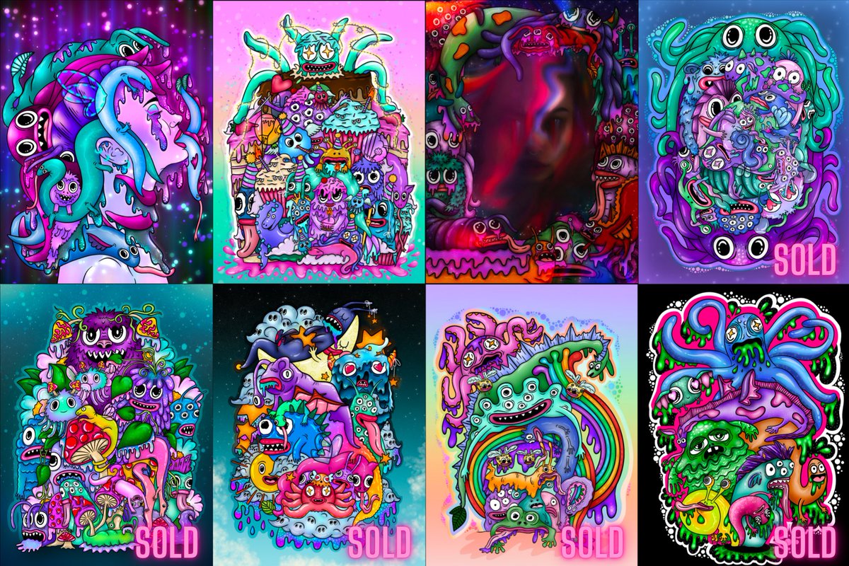 ✨ GM ✨

There are 3 available pieces in the ‘Mind Monster’ Collection

▫️Poker Slimes: collab with <a href="/00point1/">pokerchick.eth/tez 🔫 (SHE/HER) NFT NYC 2023</a> - 0.2 $ETH
▫️Party Slimes - 0.15 $ETH
▫️Neon Slimes - 0.12 $ETH

The first 5 have been sold to wonderful collectors already 💜

Link below to collect some slimy friends!