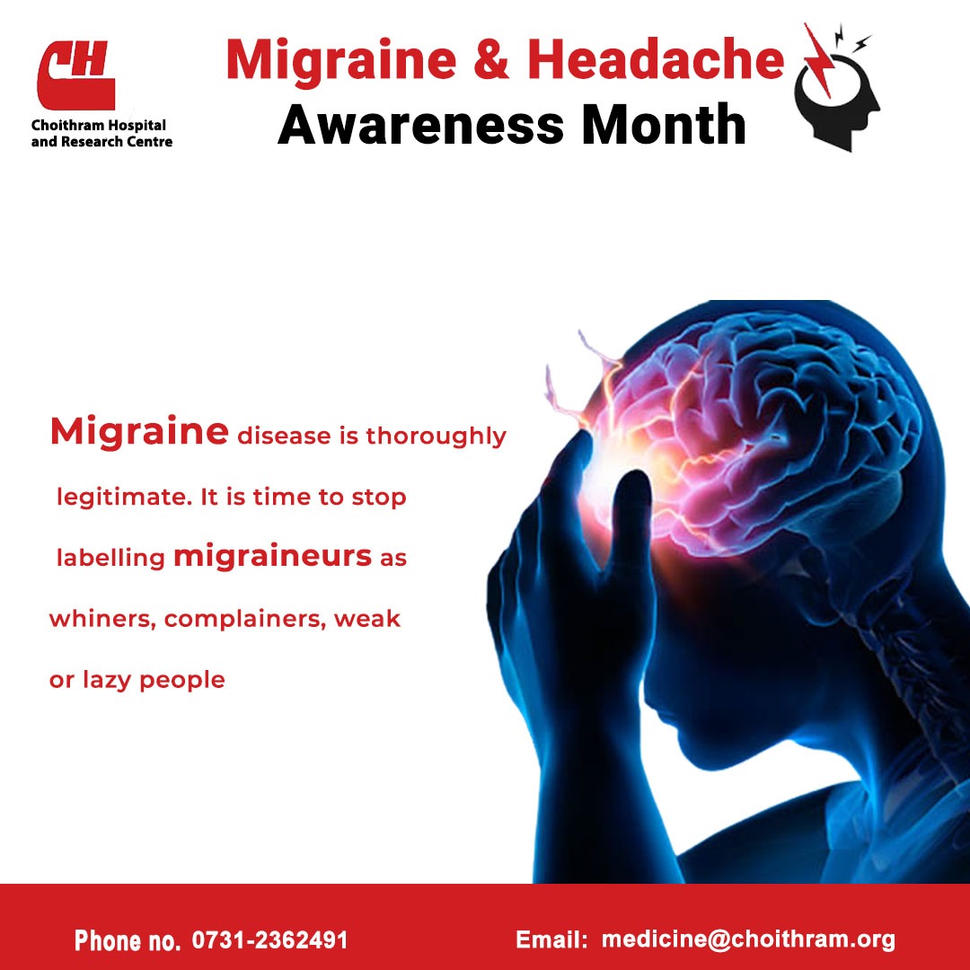 CHRC_Indore's tweet photo. Migraine &amp; Headache Awareness Month
 
#Migraine #Headache #MigraineAwareness  #ChoithramHospital #IndiaDoctors #IndoreDoctor #BestHospital #Chrc https://t.co/29bPAuuDn3