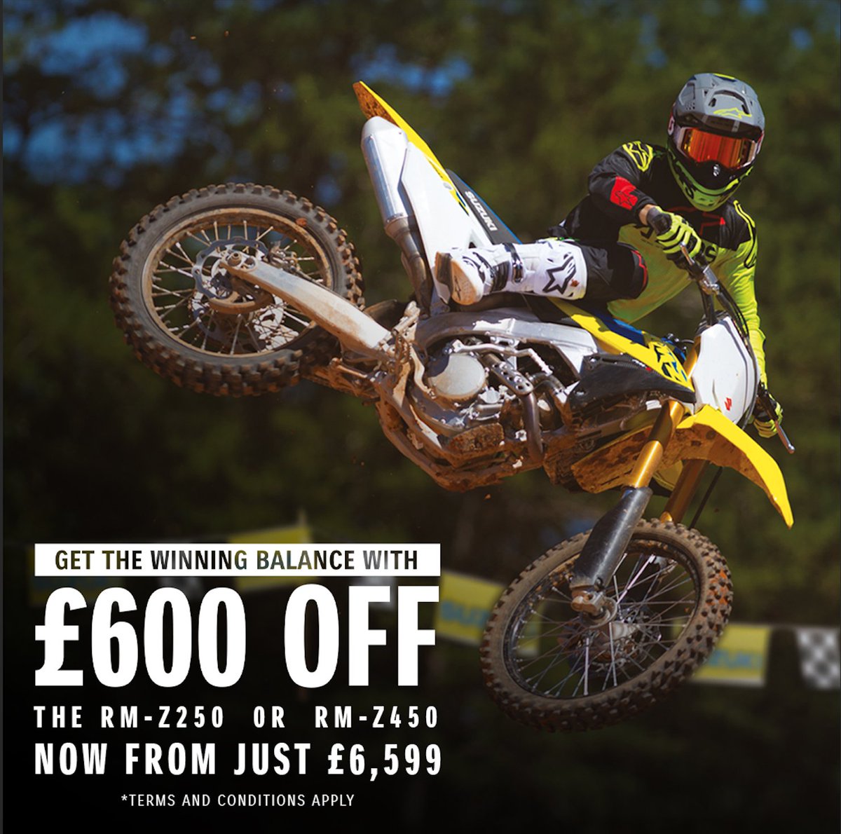 SuzukiBikesUK's tweet image. Designed using 40 years of racing experience our MX range are the ideal motocross machines 👌 

Now with £600 off! bikes.suzuki.co.uk/bikes/mx/?

#RMZ250 #Suzuki #RMZ450