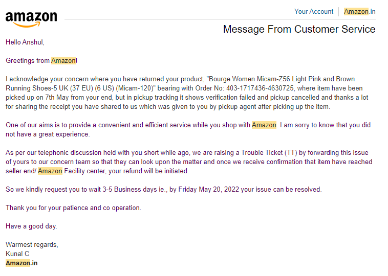 anshuldubela09's tweet photo. See the drama of the amazon social media support team.
@amazonIN
@awscloud
@AmazonHelp
@amazon
#worstAmazonService They really don't care about the customer's problem. Waiting for my refund from the past 32 Days post-return processed. π€π«‘ https://t.co/OeQmIgdoJt