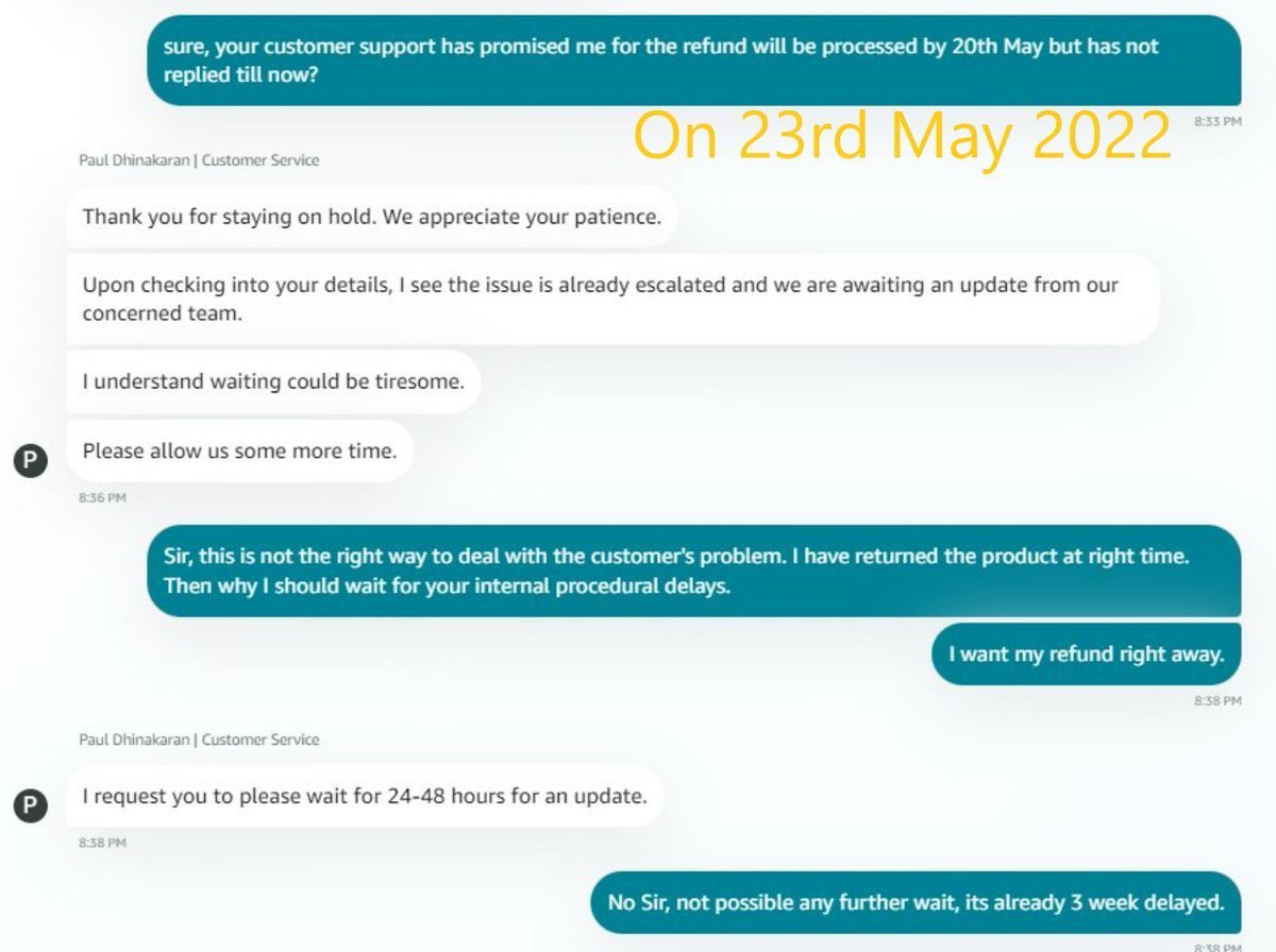 anshuldubela09's tweet photo. See the drama of the amazon social media support team.
@amazonIN
@awscloud
@AmazonHelp
@amazon
#worstAmazonService They really don't care about the customer's problem. Waiting for my refund from the past 32 Days post-return processed. π€π«‘ https://t.co/OeQmIgdoJt