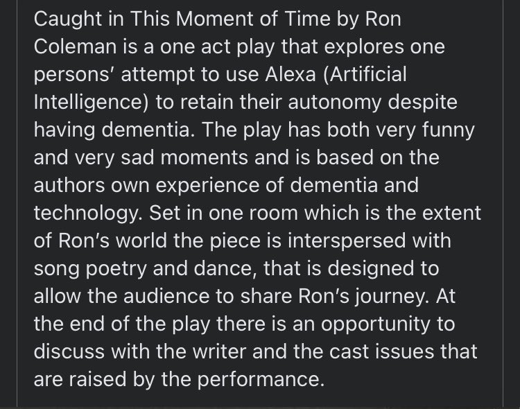 sargent65's tweet photo. Such exciting rehearsals for Caught In This Moment In Time - a powerful, moving, funny piece about living with dementia. On tour in Scotland from Monday. https://t.co/Ql2ObaJPl4