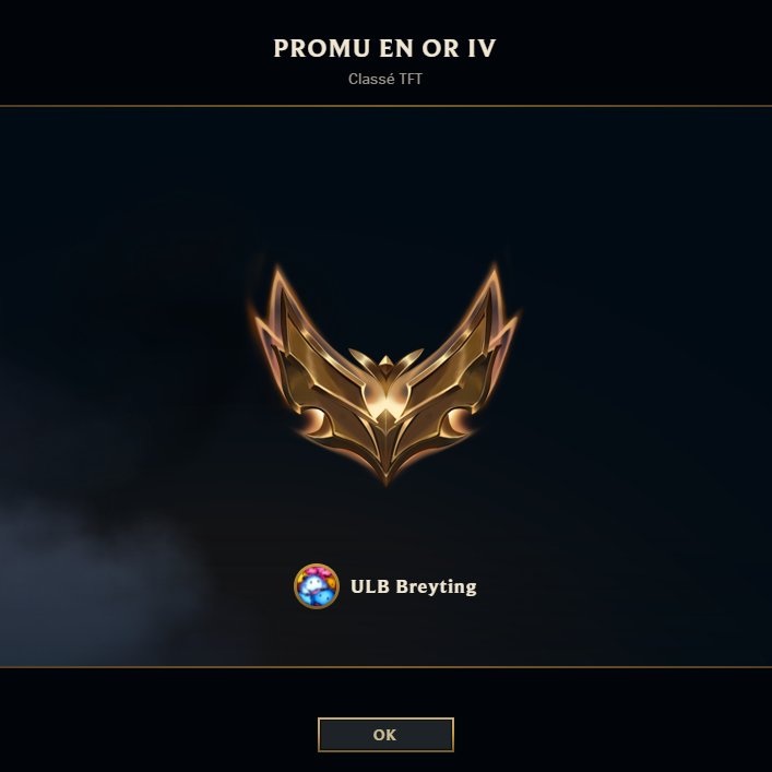 réveillé à 6H30 par le chat mais faire un top 1 dans la foulée qui amène gold 4 Beldge