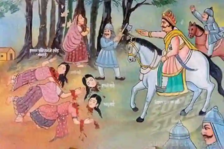 bishnoigv's tweet photo. उदाहरण: तस्वीर No5
तस्वीर भले ही पेंटिंग के रूप में हो पर यह 1730 में पेड़ो को बचाने के लिए शहीद हुए 363 बिश्नोई पर बनाई गई हैं। 363 तो शहीद हुए थे कतार और भी लम्बी थी शहीद होने वालों की, वो तो बस सर काटने वालों के हाथ कांप उठे थे। ऐसे बिश्नोई समाज को मीडिया गैंग कहकर बुलाता हैं! https://t.co/oD77ihkWco