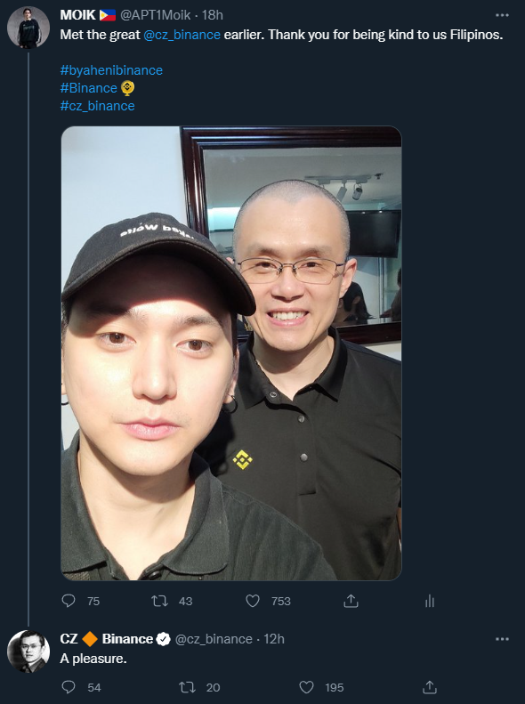 APT1Moik's tweet photo. THIS IS CRAZY! <3 Thank you @cz_binance https://t.co/nyZrbDsm9R