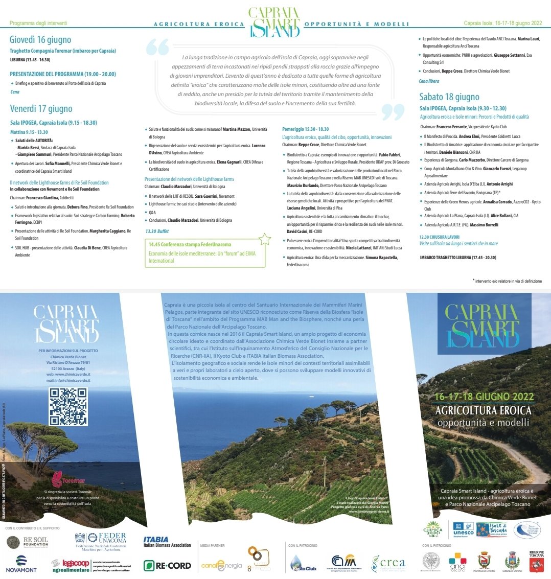 -7 giorni al Capraia Smart Island 2022. " L'Eroica!!" <a href="/A_LisaCorrado/">Annalisa Corrado</a> <a href="/FranFerrante/">Francesco Ferrante</a> <a href="/echopetra/">francesco petracchini</a> <a href="/RossellaMuroni/">Rossella Muroni</a> <a href="/MauBurlando/">Maurizio Burlando</a> <a href="/GSammuri/">Giampiero Sammuri</a>