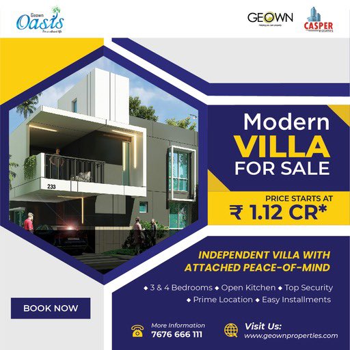PropertiesGeown's tweet photo. 🏘Independent #Villas at #Geown #Oasis #Phase-2 near #Sarjapur #Road-#Bangalore-starting from Rs. 1.12 onwards*
Take a quick decision! We will do the rest in helping you own your dream home! 🏠
📲Call 7676 666 111 immediately!
#Spaciousvillainbangalore #Villaforsaleinbangalore https://t.co/hjhv905iI3