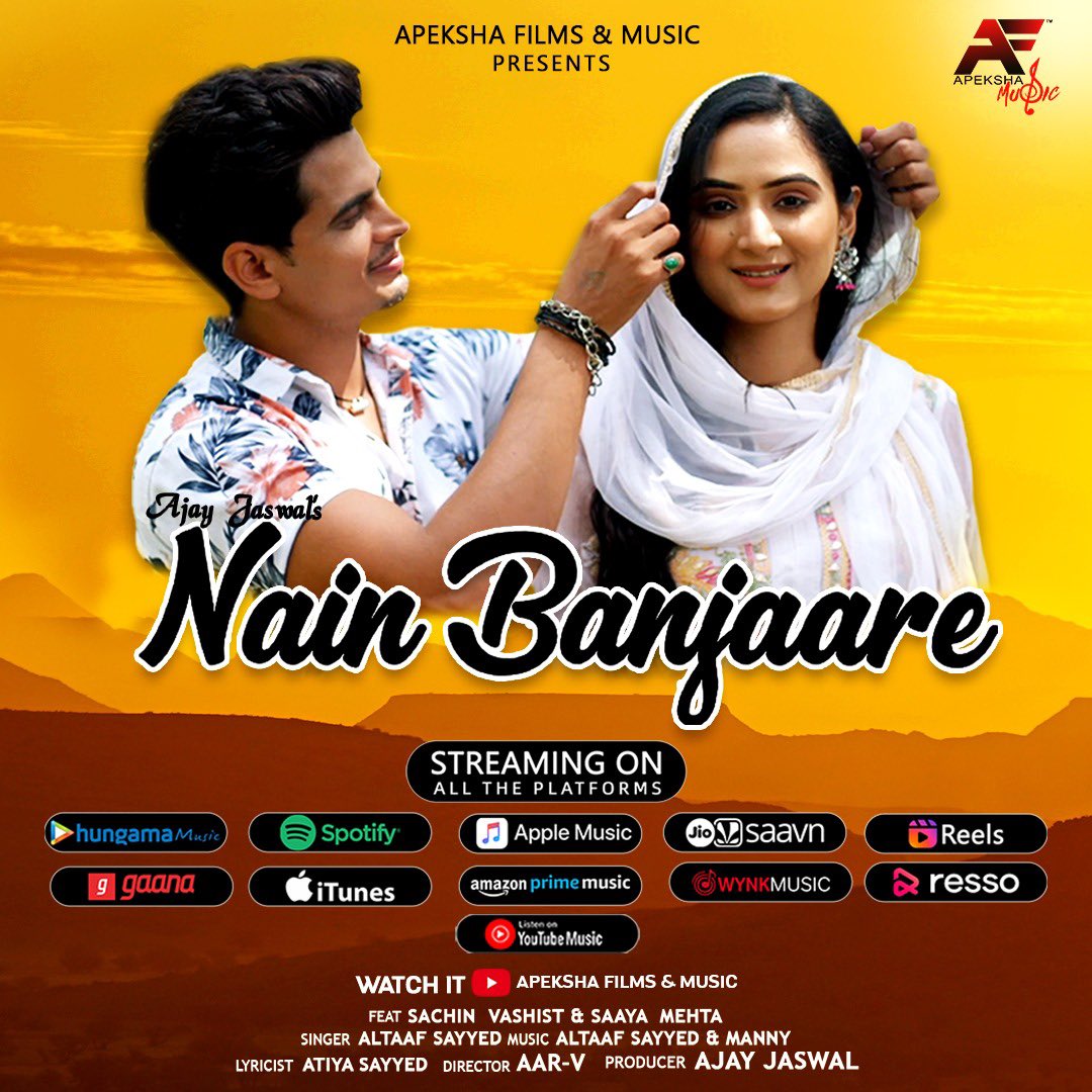 Nain Banjaare will remind you all about what it's like to fall in love and be with that special someone! 💛

Watch it on the YouTube channel of Apeksha Films &amp; Music.

Link - youtube.com/watch?v=7ojtUL…

The song is also available on all the music streaming platforms. 🎼