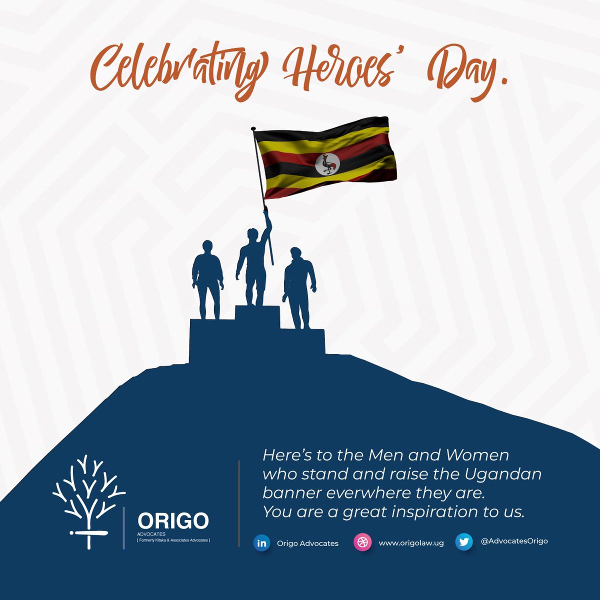 AdvocatesOrigo's tweet photo. Today we celebrate all the national heroes and take inspiration from their courage. Happy Heroes Day.
#HeroesDay2022 https://t.co/i2wV94O4mO