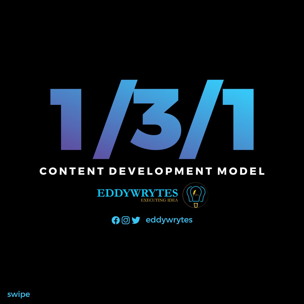 eddywrytes's tweet photo. The 1/3/1 content development model is a strategy used to keep your audience glued to your content without bombarding them with a large body of text in one paragraph. It is used to break paragraphs into smaller segments that still focuses on the initial line of thought. https://t.co/drwv3lNTov
