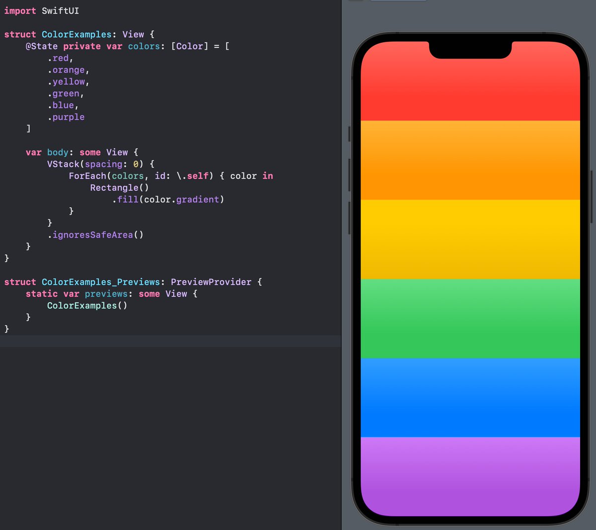 FloWritesCode's tweet image. SwiftUI Colors now have a subtle gradient built right into them! This looks SUPER good, for sure a no-brainer in every single app for me.