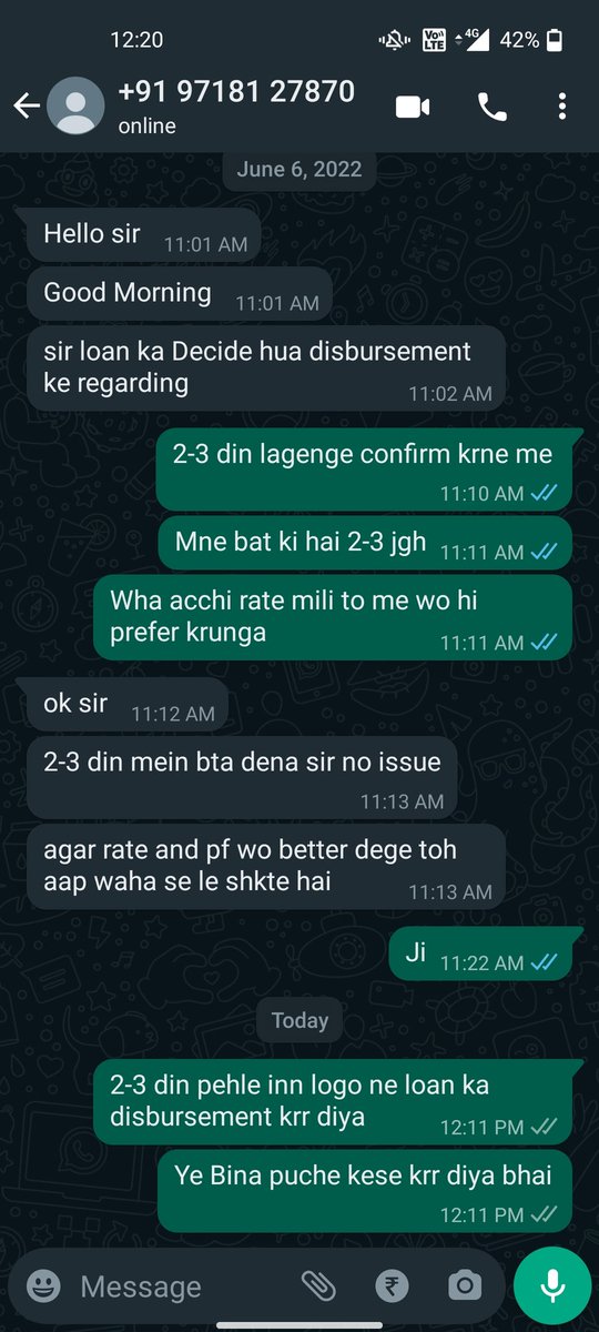 ayushj595's tweet photo. @ICICIBank 
I applied for loan in ICICI 10-12 days ago I was processed after that I was told the rate of interest 11.25,So I told them to wait 2-3 days as I am talking  2-3 more places but they disbursed amount on Monday without my consent 
Chat with one of your employee https://t.co/ccxGjNb1Ya