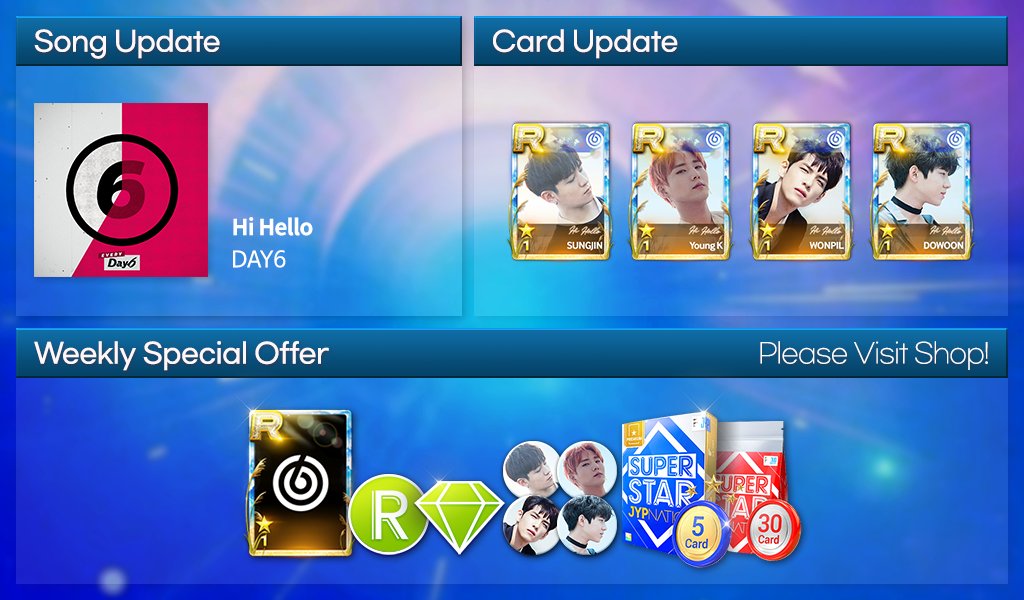 SuperStarJYP's tweet photo. #SSJ gets me excited like your hello! 👋
The long awaited favorite from #MyDay
#Hi_Hello by #DAY6 finally updated!
Let’s meet at SSJ with DAY6! https://t.co/94XEvVq4Vp