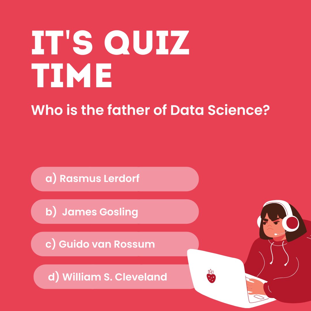 GirlCode_za's tweet photo. Hi, #GirlCoders. Can you get this one right? Who is the father of Data Science?
#TechThursday #GirlCoderTech #GirlCoder https://t.co/b5qERWNNMq