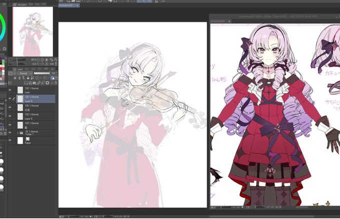 ヴァイオリンむずい...描かなきゃ良かった...🥵🥵🥵 