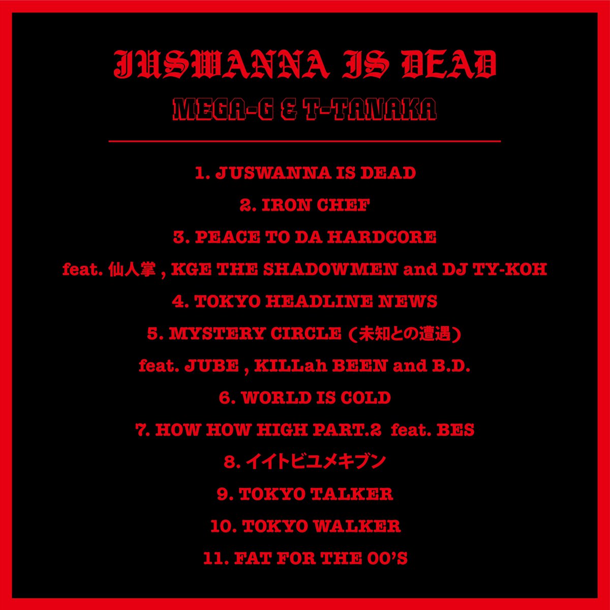 juicysounds2021's tweet photo. 【RELEASE】 
MEGA-G 1st ALBUM『JUSWANNA IS DEAD』
ALL PRODUCED BY T.TANAKA
2022.6.14 START STREAMING!!
https://t.co/MzJYjqf5lH

"JUSWANNA IS DEAD" [PRKS9 MV]
https://t.co/RsERkTSBA0

"TOKYO WALKER" [MV]
https://t.co/iQzK5bLiyc https://t.co/8JFf4b2R8j